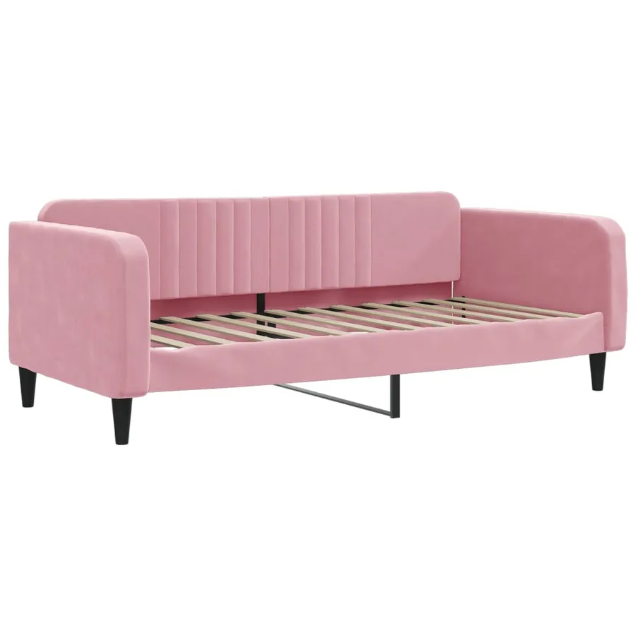 Lit de jour avec matelas rose 90x200 cm velours - 3
