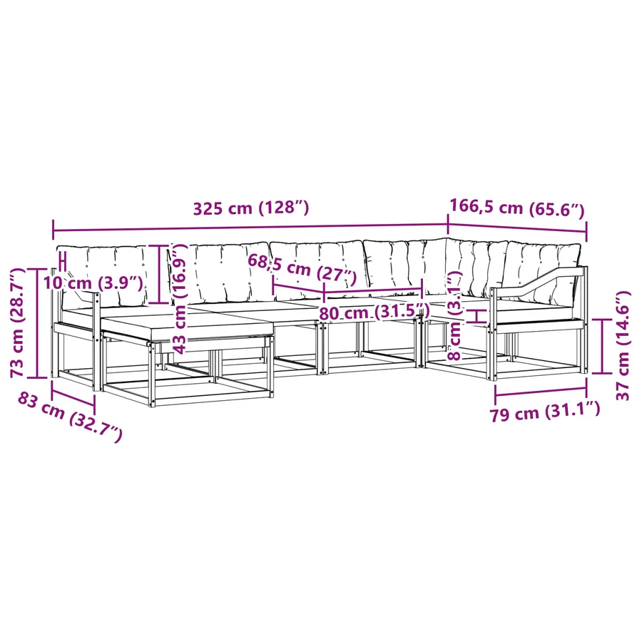 Ensemble de canapés d'extérieur 6 pcs Blanc et Beige - 8