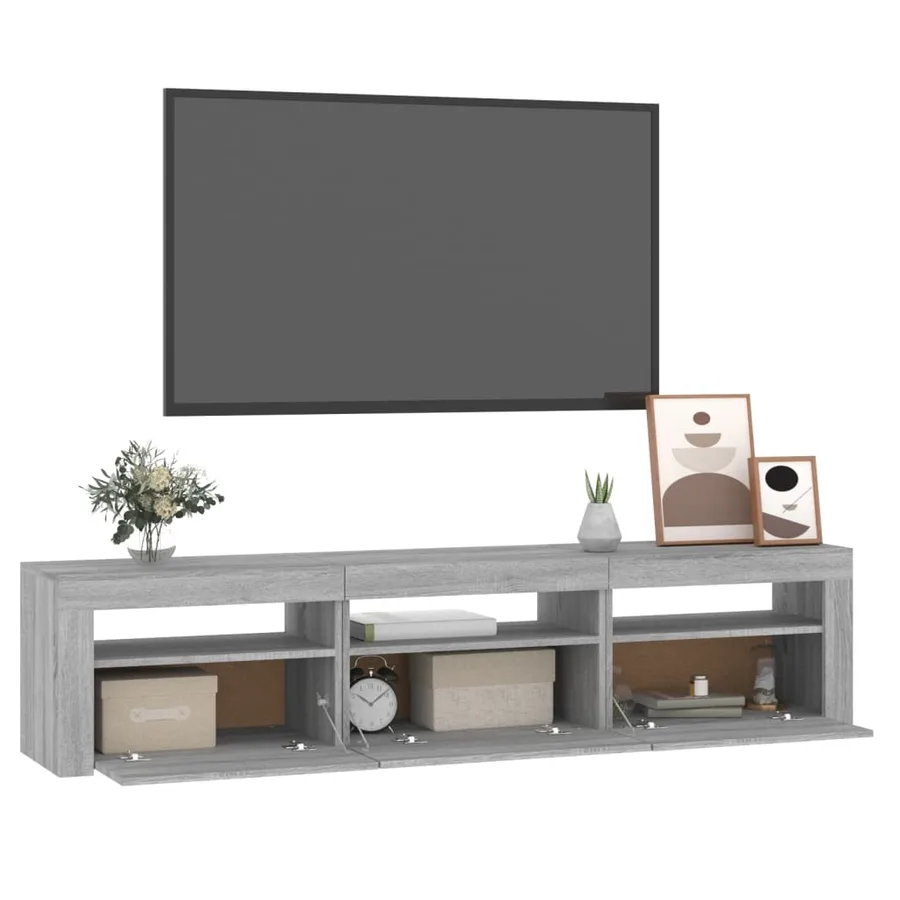 Meuble TV avec lumières LED Sonoma gris 180x35x40 cm - 11