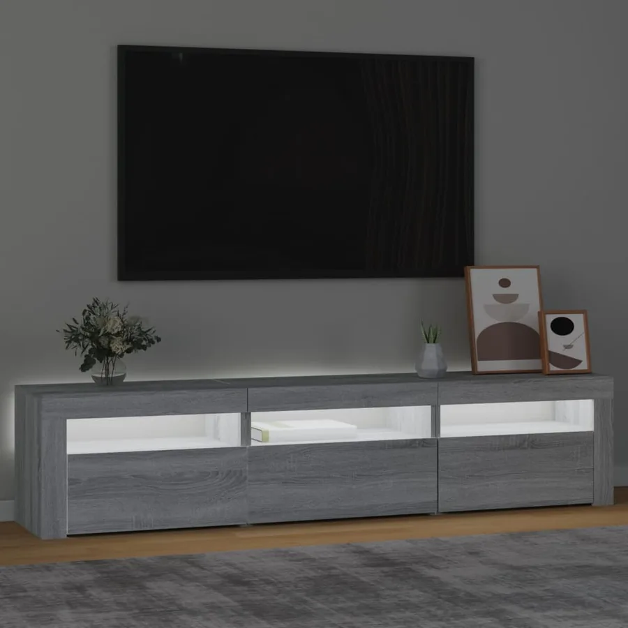 Meuble TV avec lumières LED Sonoma gris 180x35x40 cm - 3
