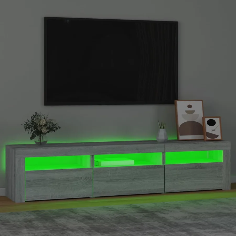 Meuble TV avec lumières LED Sonoma gris 180x35x40 cm - 4