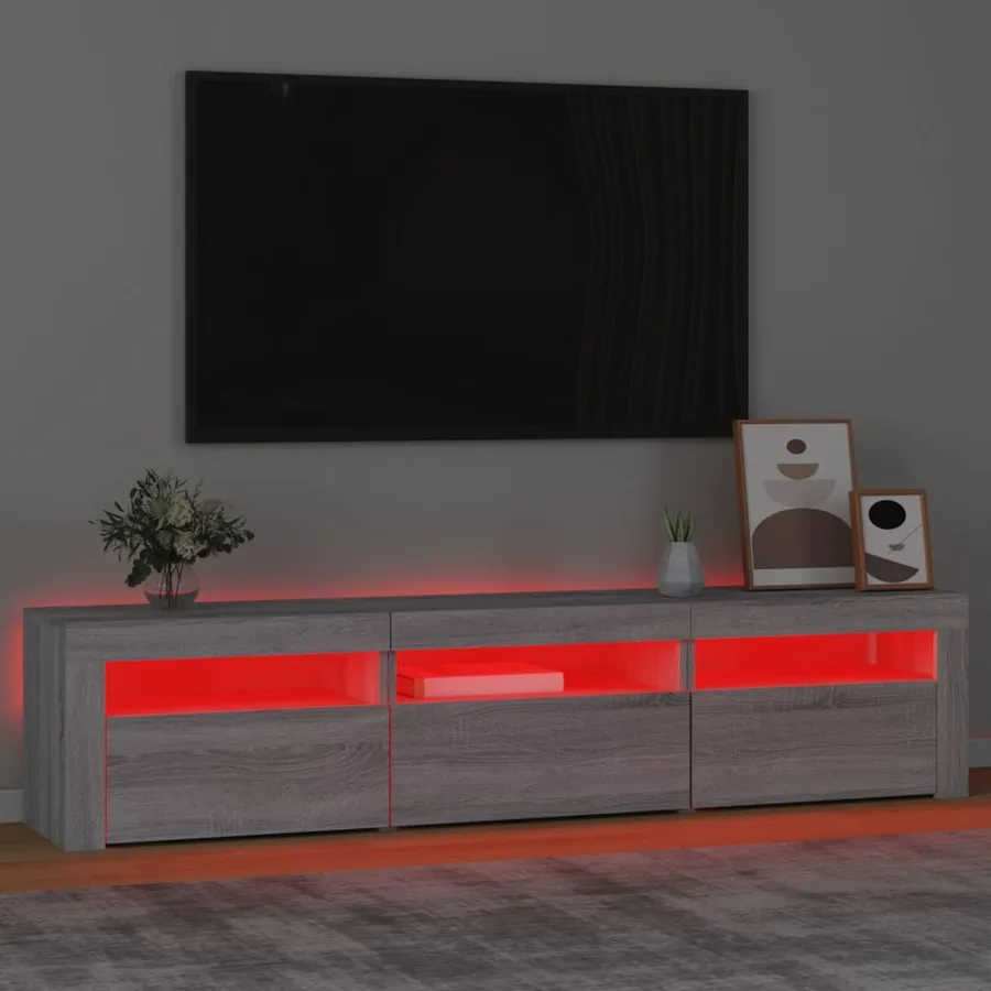 Meuble TV avec lumières LED Sonoma gris 180x35x40 cm - 5