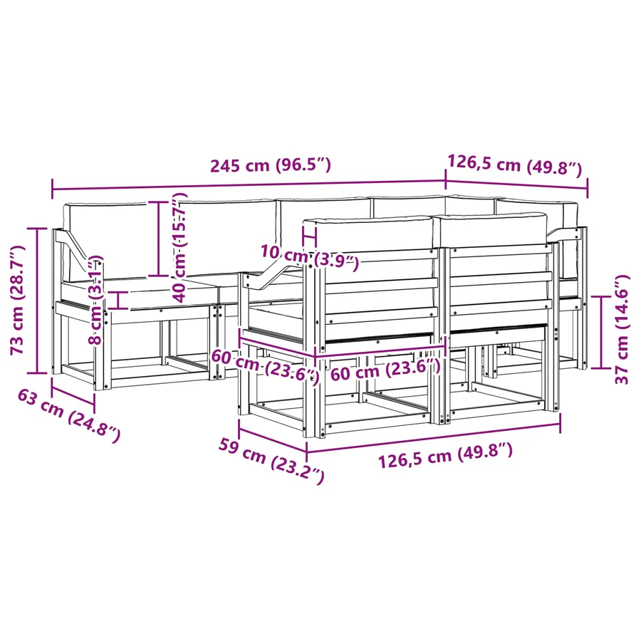 Ensemble de canapés d'extérieur 7 pcs Blanc et Beige Polyester - 7
