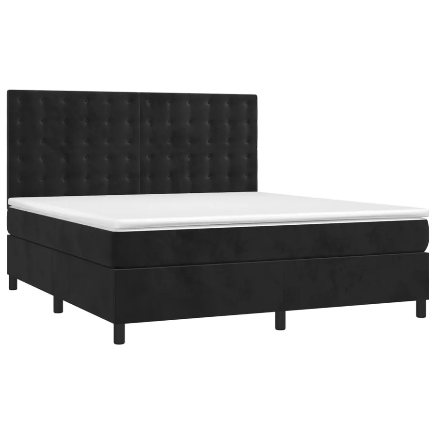 Sommier à lattes de lit matelas et LED Noir 160x200 cm Velours - 3