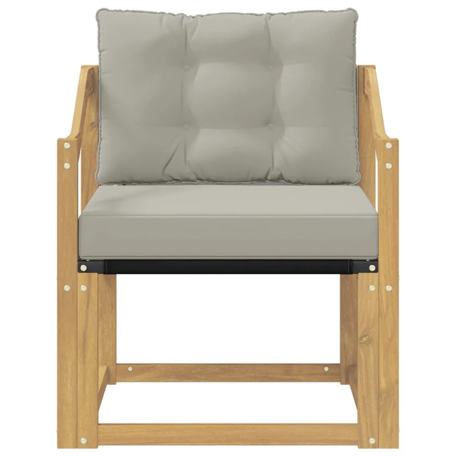 Canapé d’extérieur Bois d'Acacia Massif Blanc et gris clair - 5