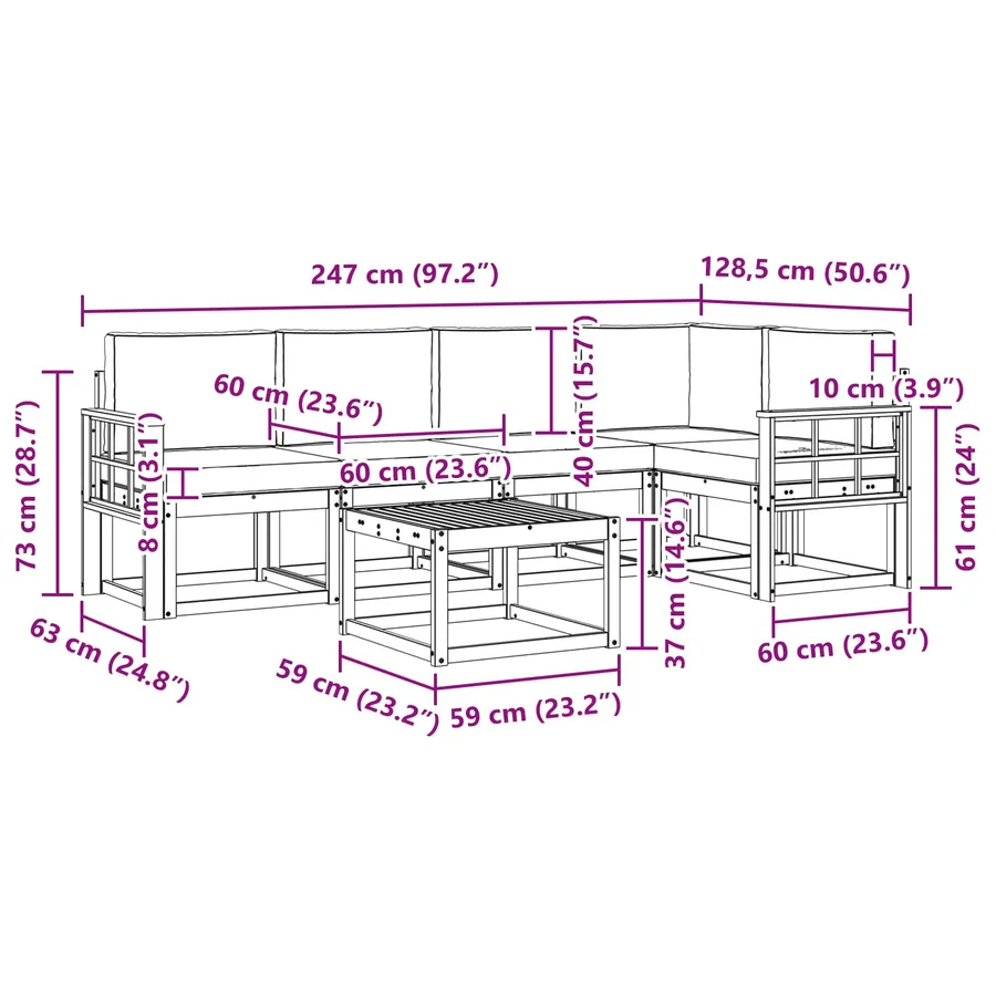 Ensemble de canapés d'extérieur 6 pcs Blanc et Beige - 8
