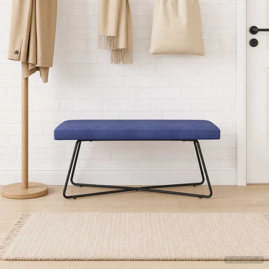 banc Bleu police 110 x 40 x 45 cm Velours