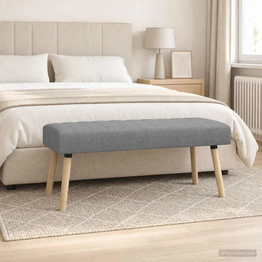 Banc capitonné canal Gris clair 110 x 40 x 46 cm Tissu - 4