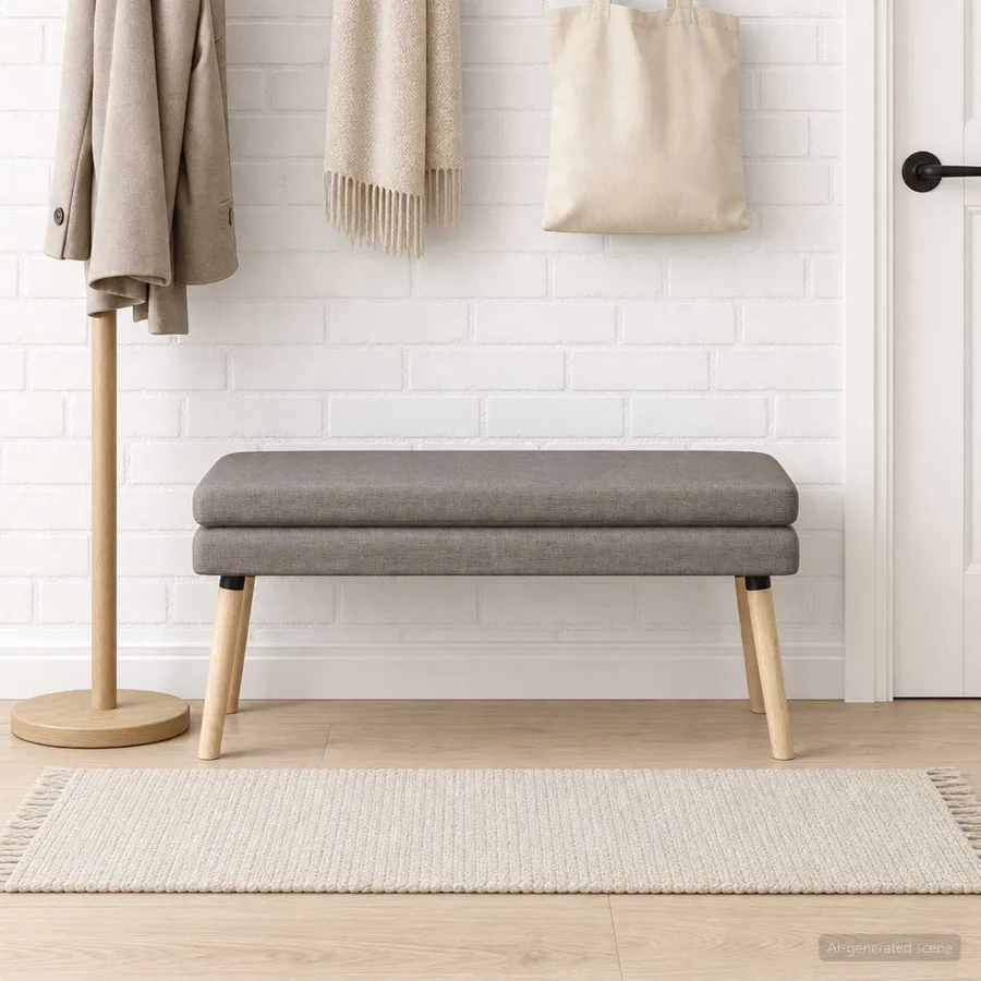 Banc à double couche Taupe 110 x 40 x 47 cm Tissu - 4