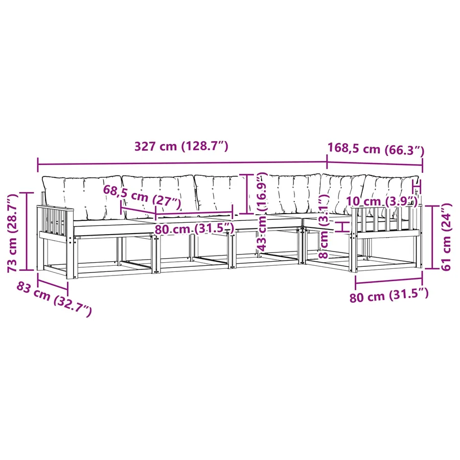 Ensemble de canapés d'extérieur 5 pcs Blanc et Beige - 9