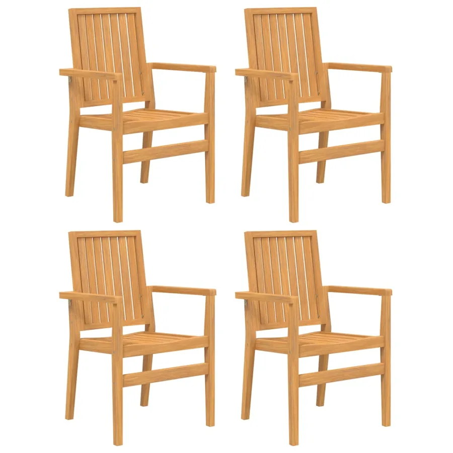 Chaises de jardin empilables lot de 4 56,5x57,5x91 cm bois teck - 2