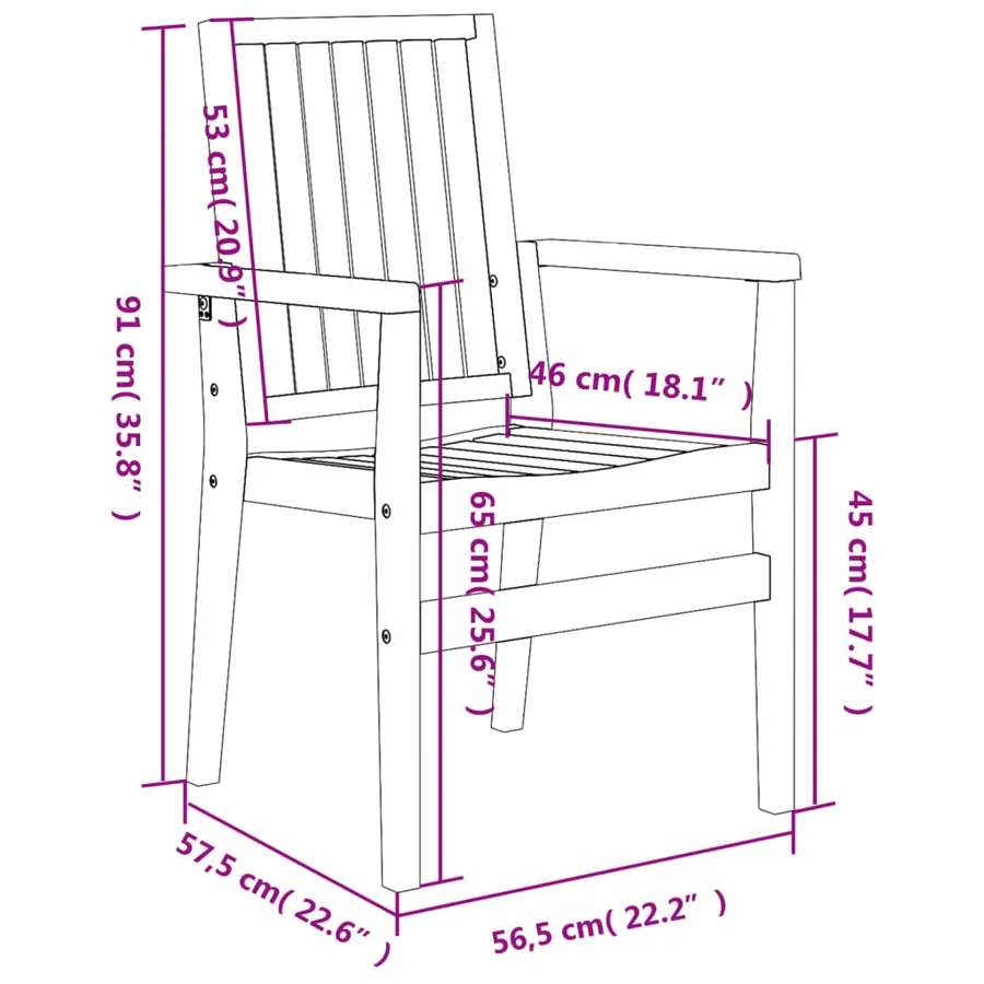 Chaises de jardin empilables lot de 4 56,5x57,5x91 cm bois teck - 7