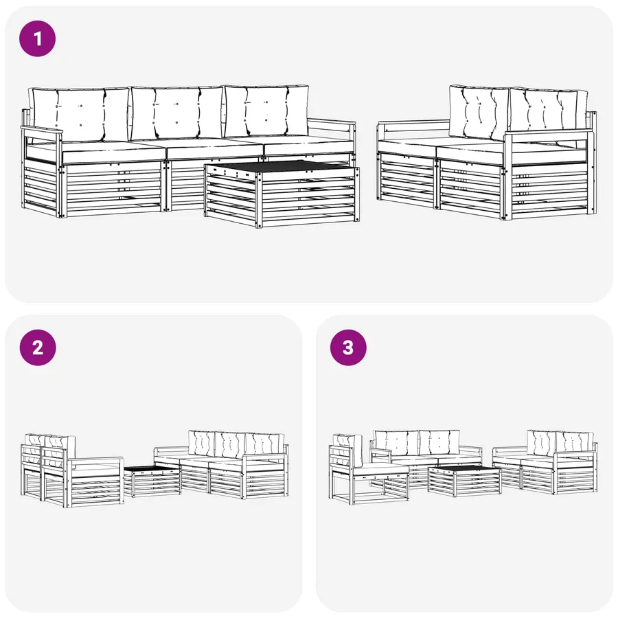 Ensemble de canapés d'extérieur 6 pc Blanc et anthracite - 6