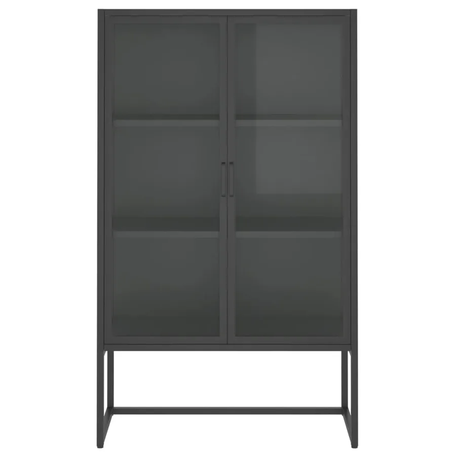 Buffet haut Anthracite 80x35x135 cm Acier et verre trempé - 5