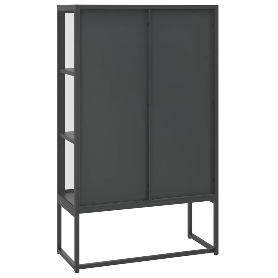 Buffet haut Anthracite 80x35x135 cm Acier et verre trempé - 7