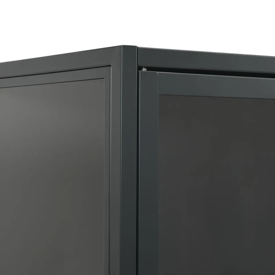 Buffet haut Anthracite 80x35x135 cm Acier et verre trempé - 9
