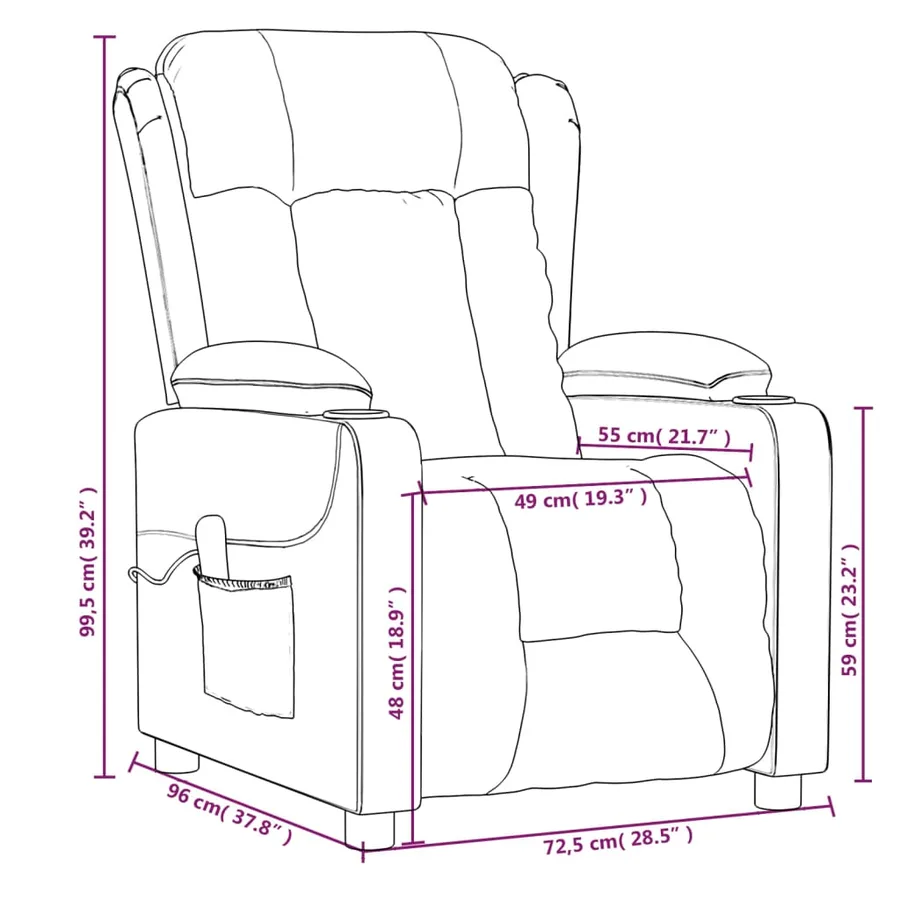 Fauteuil inclinable électrique Marron Tissu - 12