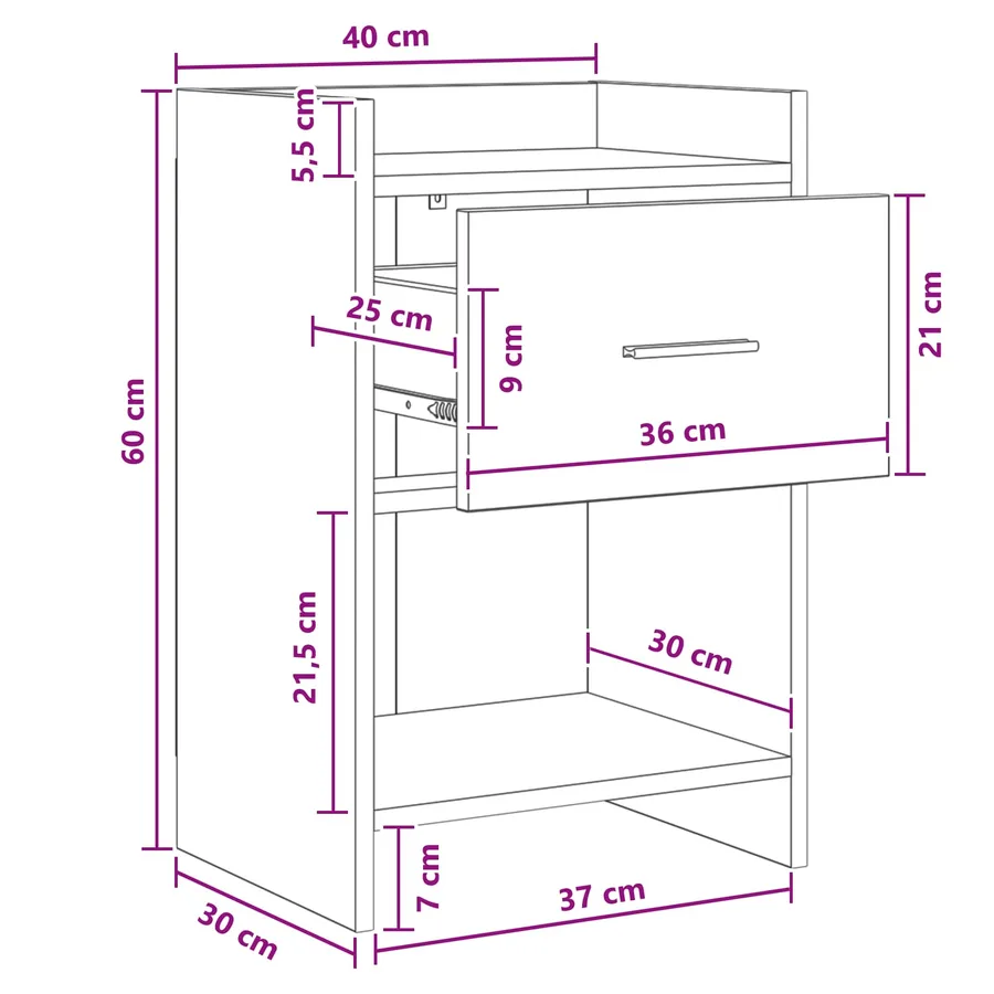 Tables de chevet 2 pcs Sonoma gris 40 x 30 x 60 cm - 8