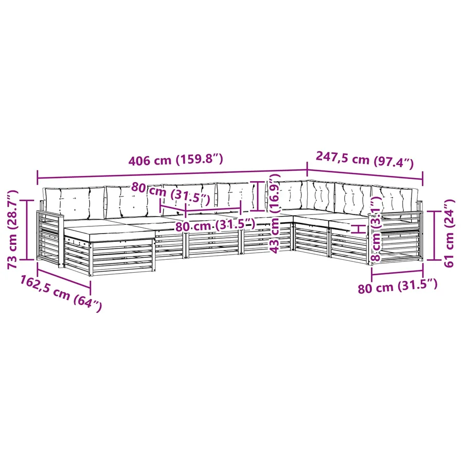 Ensemble de canapés d'extérieur 8 pc Blanc et anthracite - 7