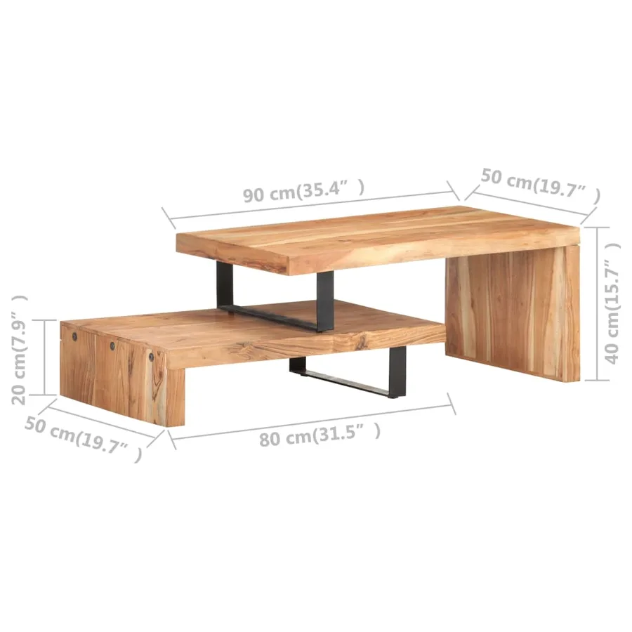Ensemble de 2 tables basses Bois d'acacia massif - 8