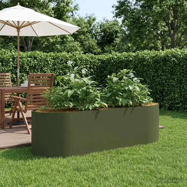Jardin surélevé Vert olive 140 x 40 x 40 cm Acier