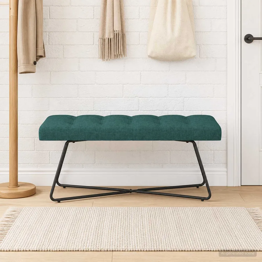 Banc avec capitonnage bouton Vert foncé 110 x 40 x 46 cm Tissu