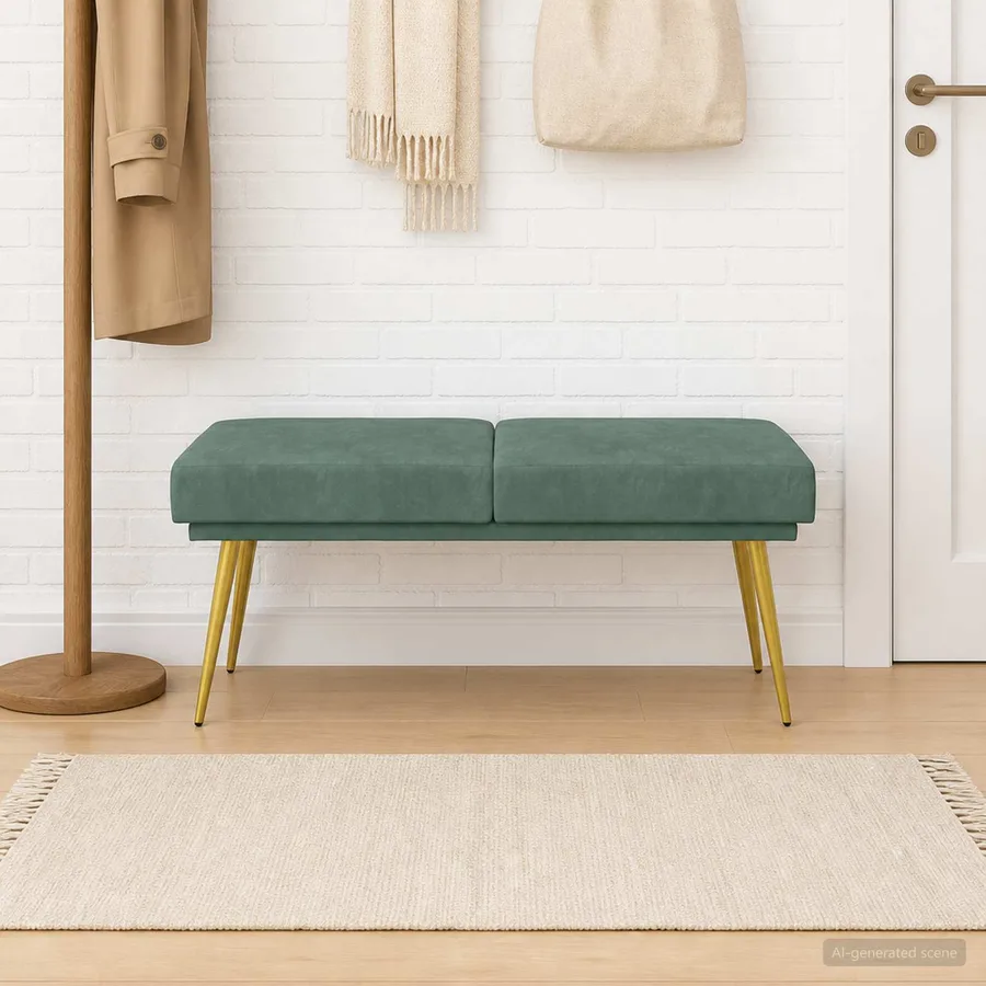 Banc à double couche Vert Mer 120 x 45 x 46 cm Velours - 3