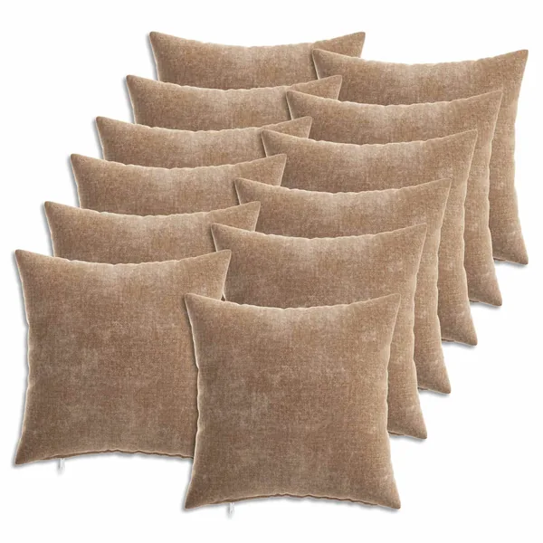 Housse de coussin 12 pcs HEERLEN Marron 40 x 40 cm