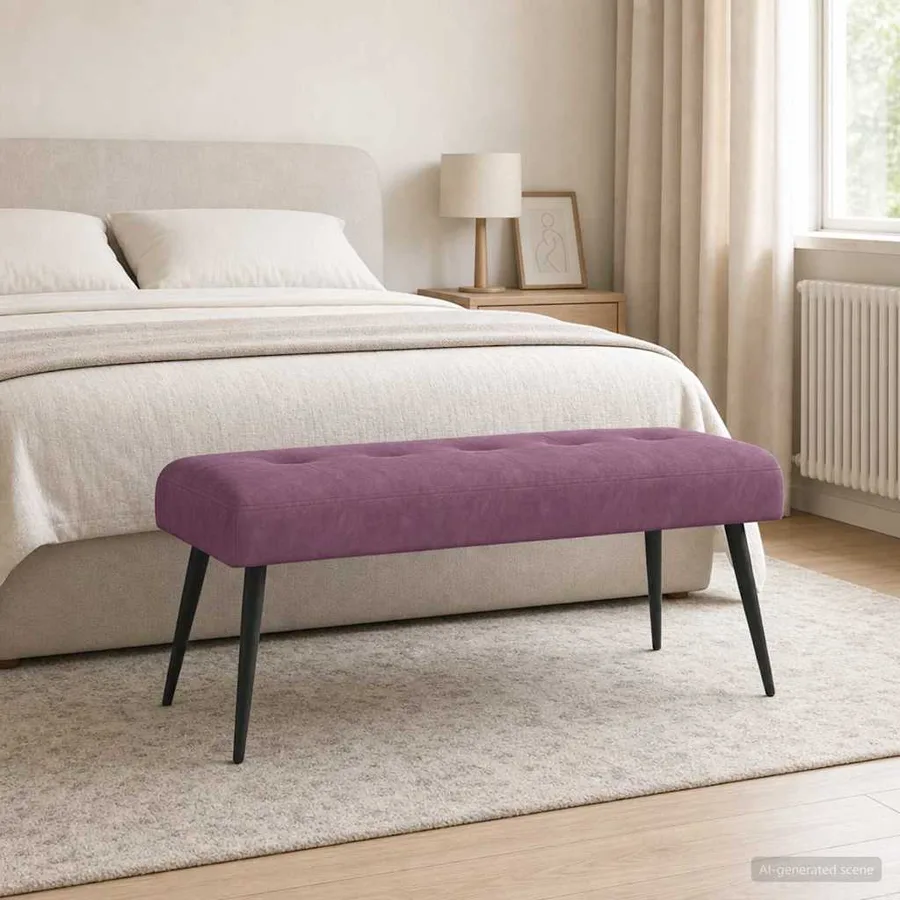 Banc avec capitonnage bouton Pourpre 110 x 40 x 46 cm Velours - 3