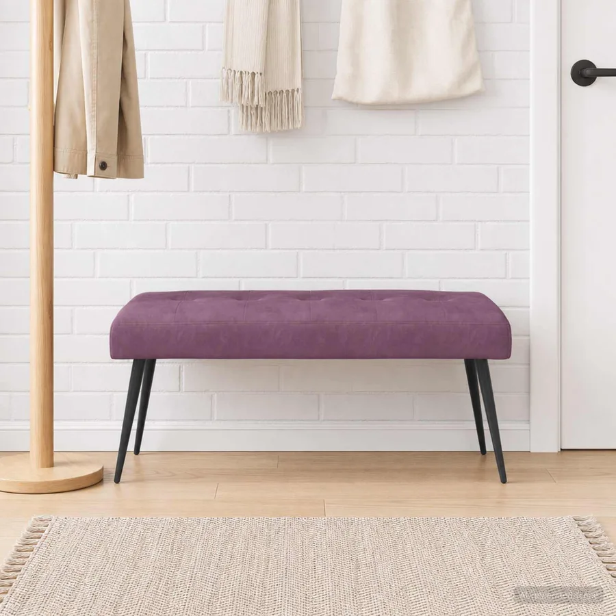 Banc avec capitonnage bouton Pourpre 110 x 40 x 46 cm Velours - 4