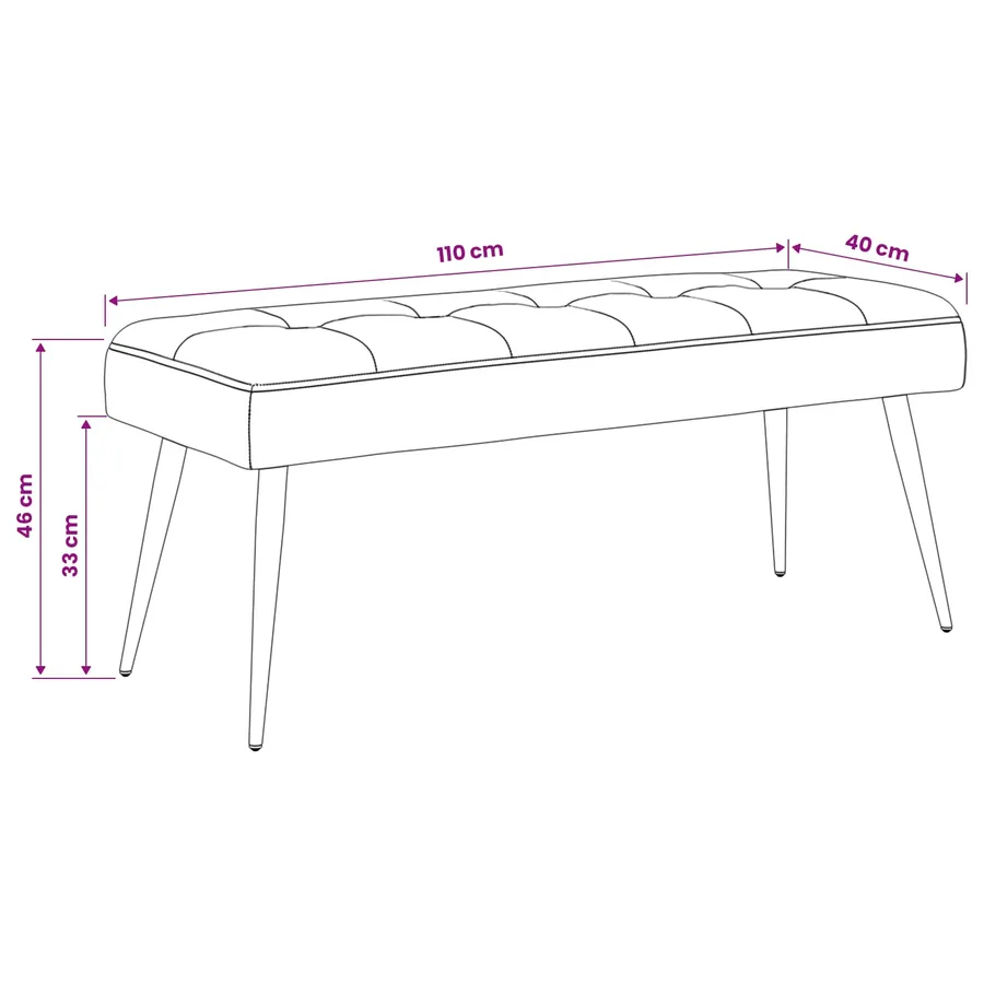 Banc avec capitonnage bouton Pourpre 110 x 40 x 46 cm Velours - 9