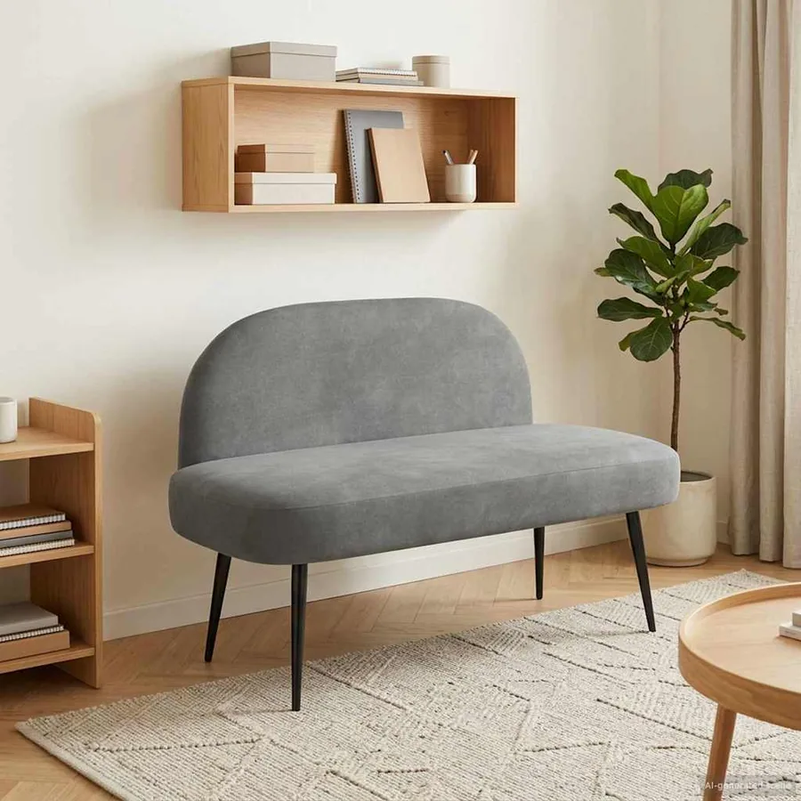 Banc rembourré avec dossier Gris foncé 110 x 60 x 76 cm Velours