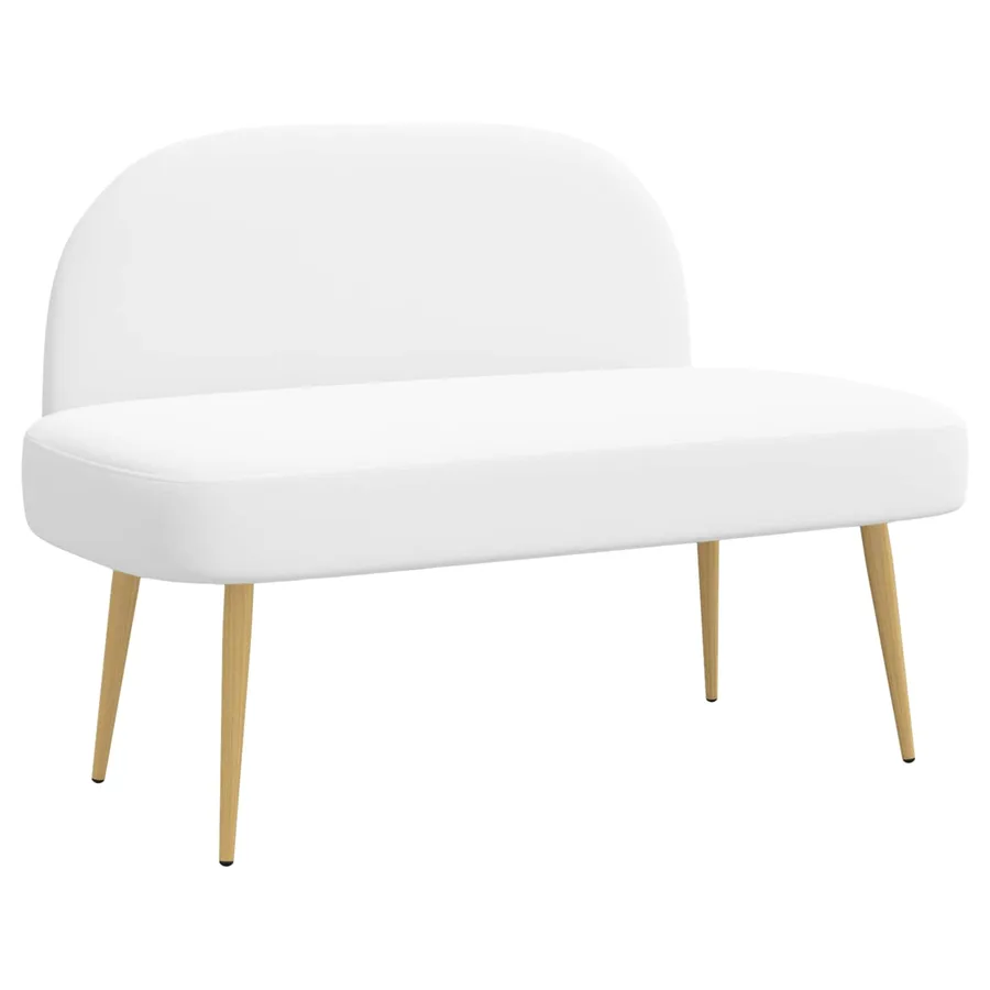 Banc rembourré avec dossier Blanc 110 x 60 x 76 cm Polyester - 2