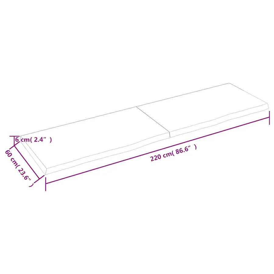 Étagère murale 220x60x(2-6) cm bois de chêne massif non traité - 9