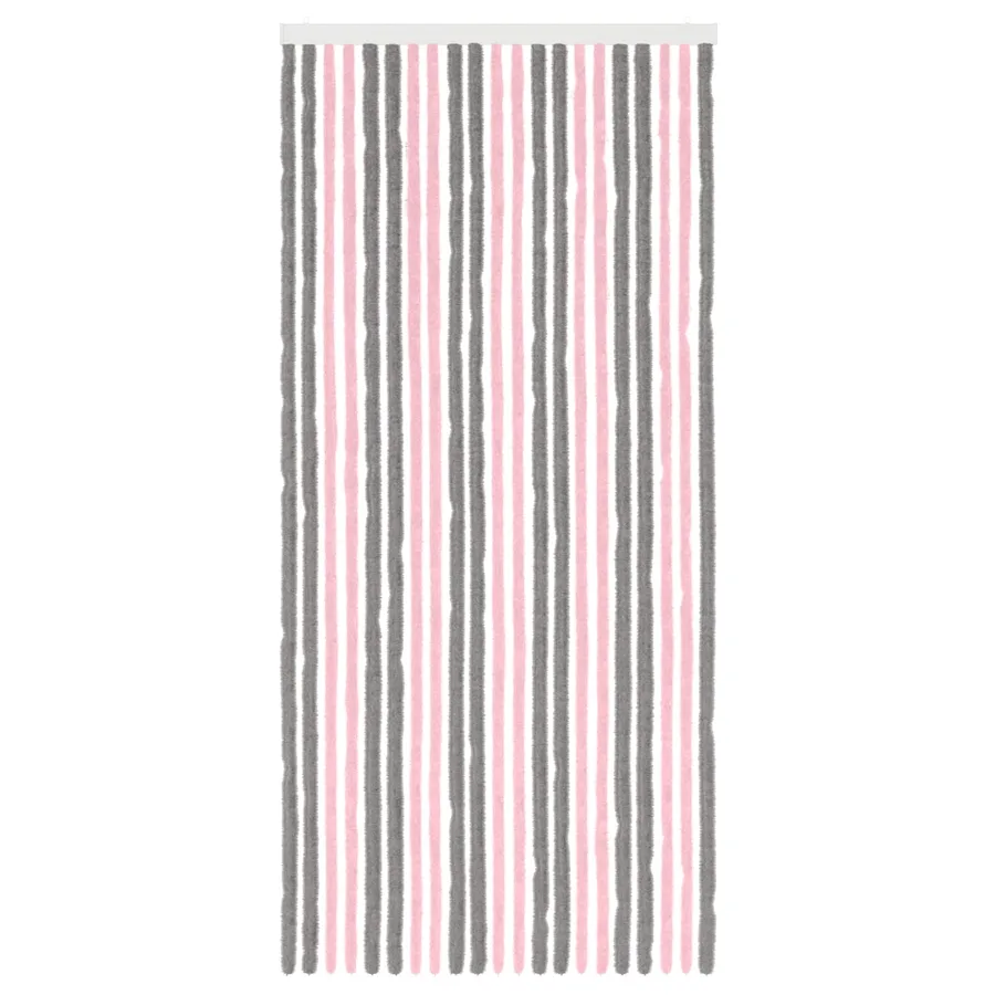 Rideau anti-insectes en chenille Gris Argent et Rose - 3