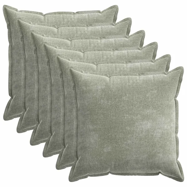 Housse de coussin 6 pcs HOUTEN Vert 80 x 80 cm Tissu Chenille