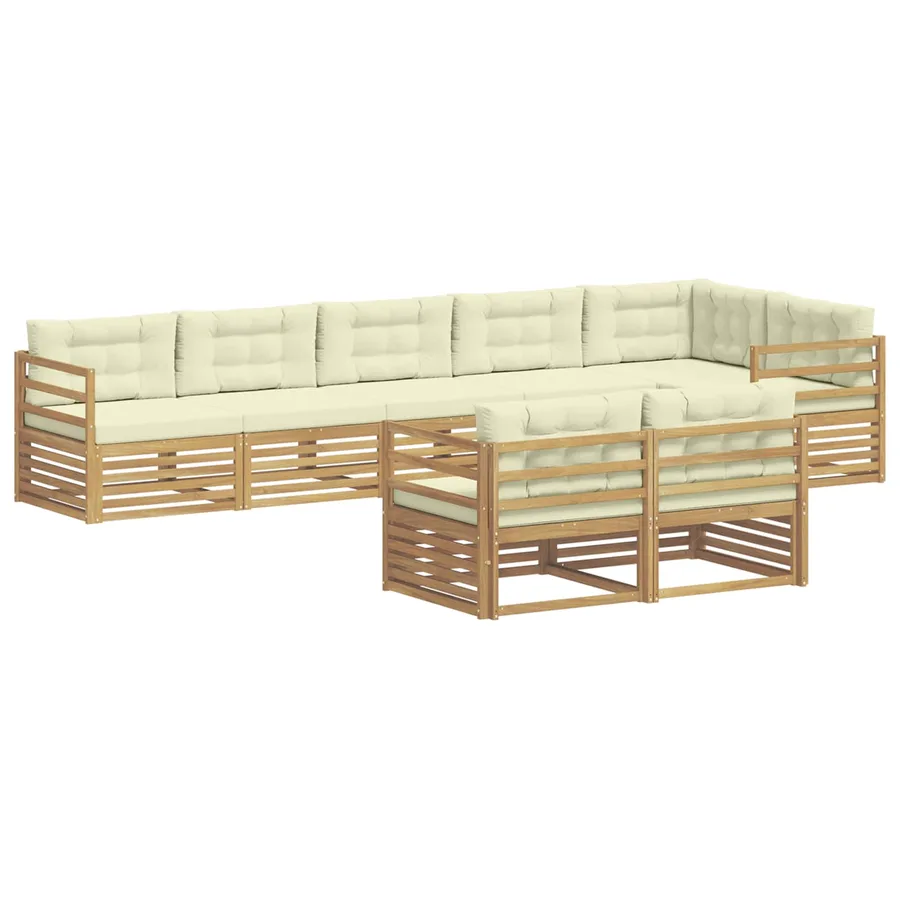 Ensemble de canapés d'extérieur 8 pc Blanc et crème Polyester - 2