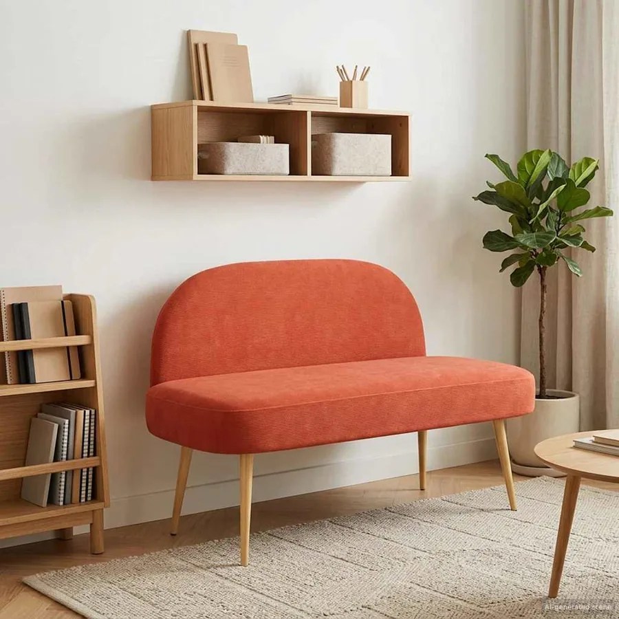 Banc rembourré avec dossier Rouge orange 110 x 60 x 76 cm