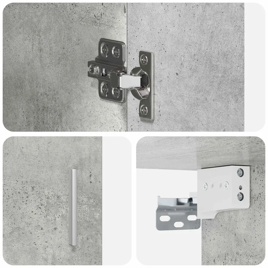 Étagère Murale Montage mural Gris béton 80 x 36 x 80 cm - 8