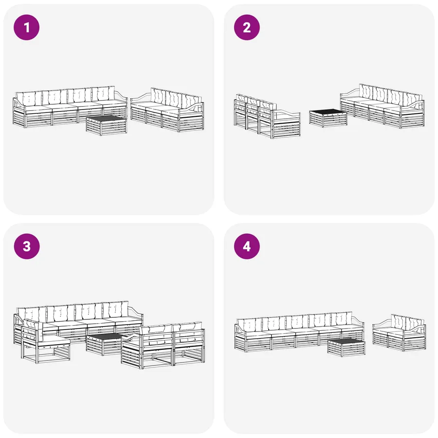 Ensemble de canapés d'extérieur 8 pc Blanc et anthracite - 6