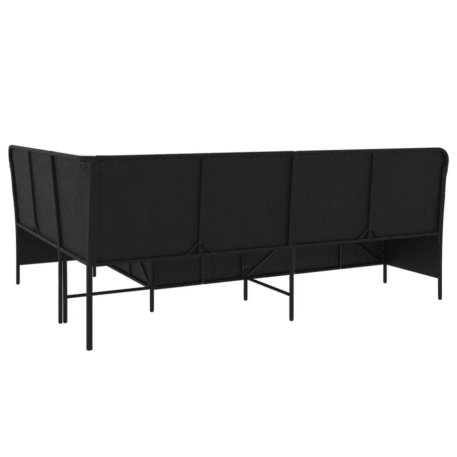 Canapé de jardin avec coussins forme de L noir résine tressée - 6
