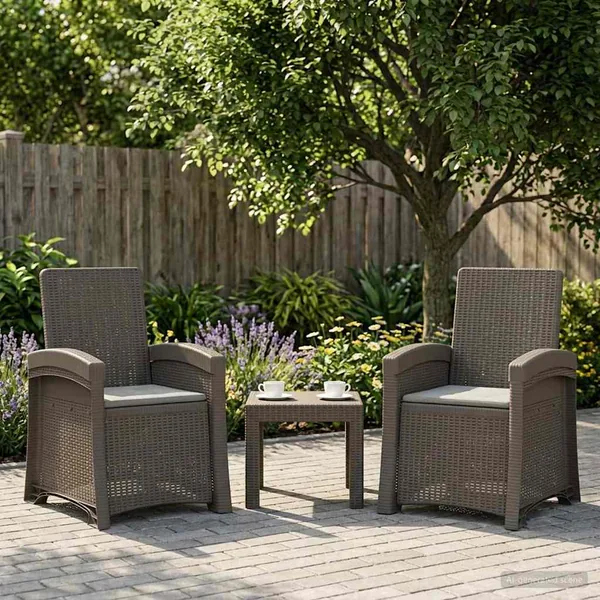 Chaise de jardin inclinable imitant le rotin 2 pcs Gris clair