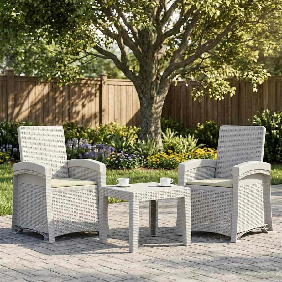 Chaise de jardin inclinable imitant le rotin 2 pcs PP - 132
