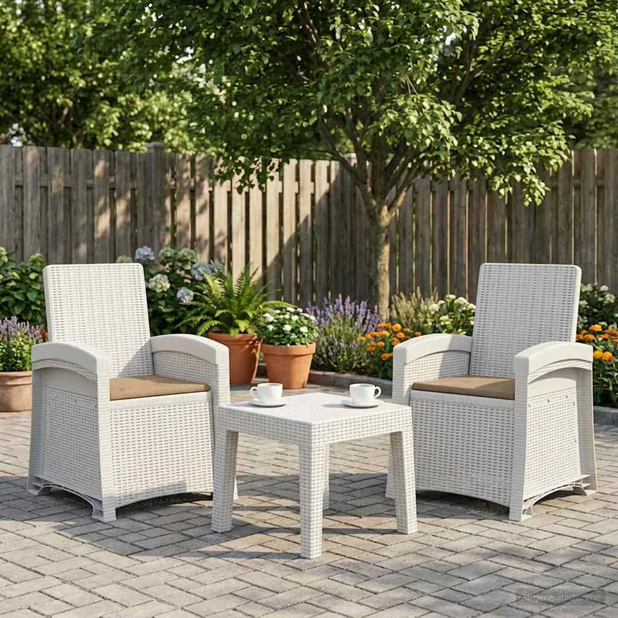 Chaise de jardin inclinable imitant le rotin 2 pcs PP - 143