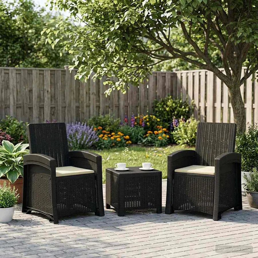 Chaise de jardin inclinable imitant le rotin 2 pcs PP - 44