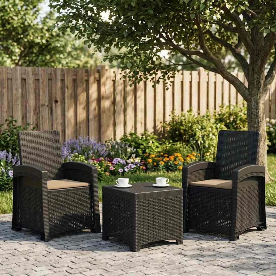 Chaise de jardin inclinable imitant le rotin 2 pcs PP - 55