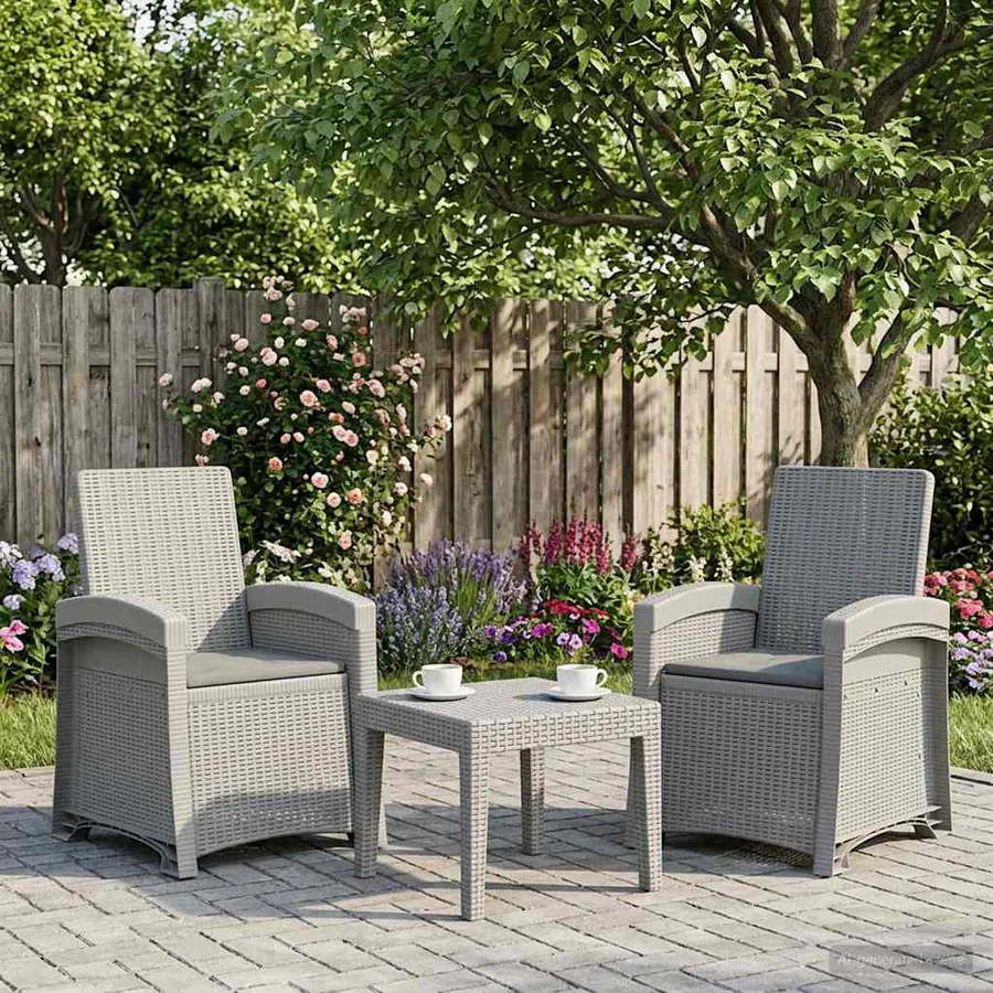 Chaise de jardin inclinable imitant le rotin 2 pcs PP - 77
