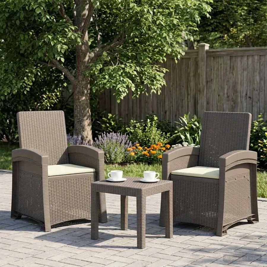 Chaise de jardin inclinable imitant le rotin 2 pcs PP - 88