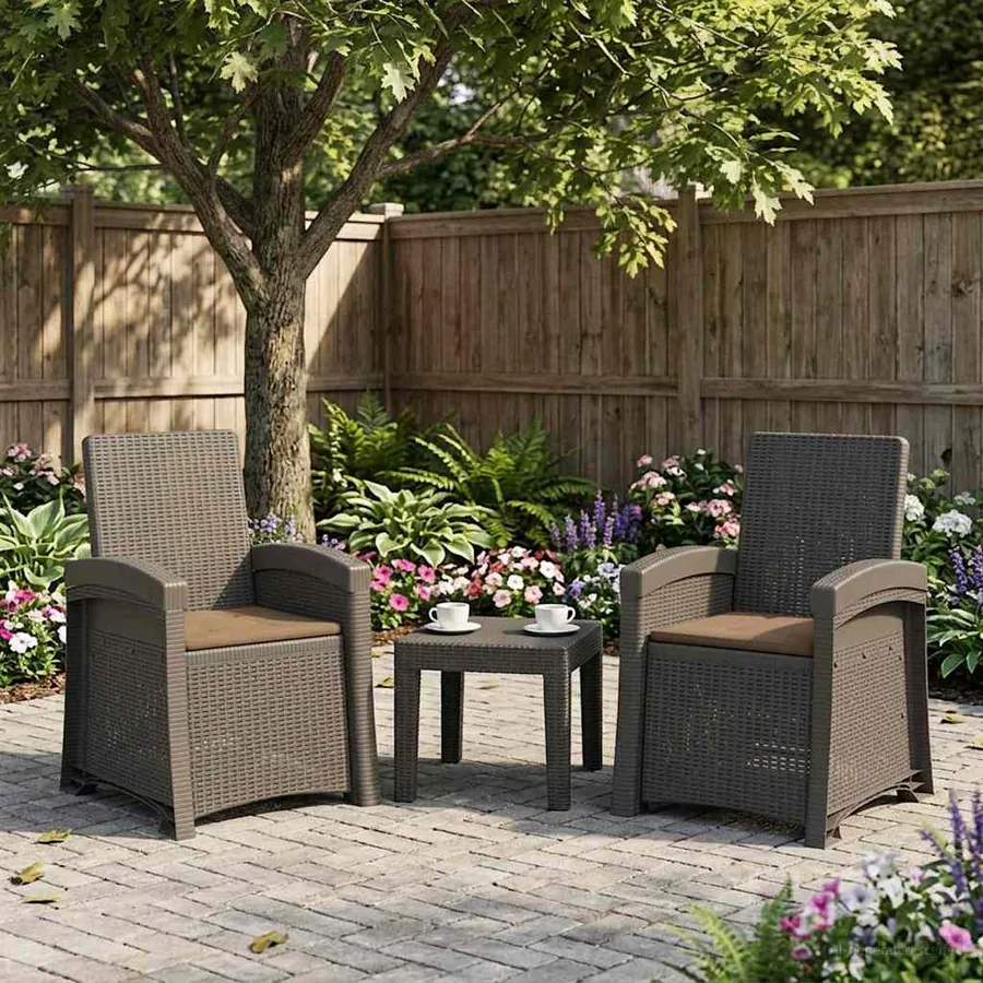 Chaise de jardin inclinable imitant le rotin 2 pcs PP - 99