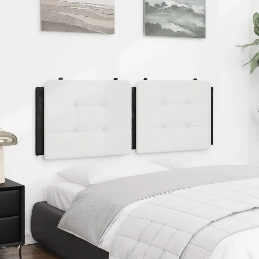Coussin de tête de lit Zadar blanc et noir 137 cm similicuir - 3